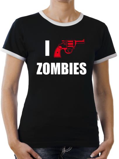 TLM I Shoot Zombies Kontrast T-Shirt Damen 