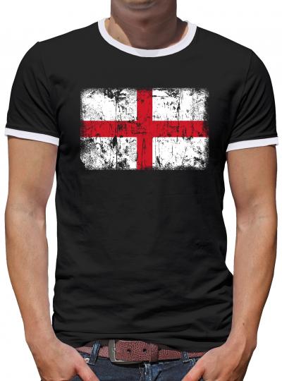 England Vintage Flagge Fahne Kontrast T-Shirt Herren 