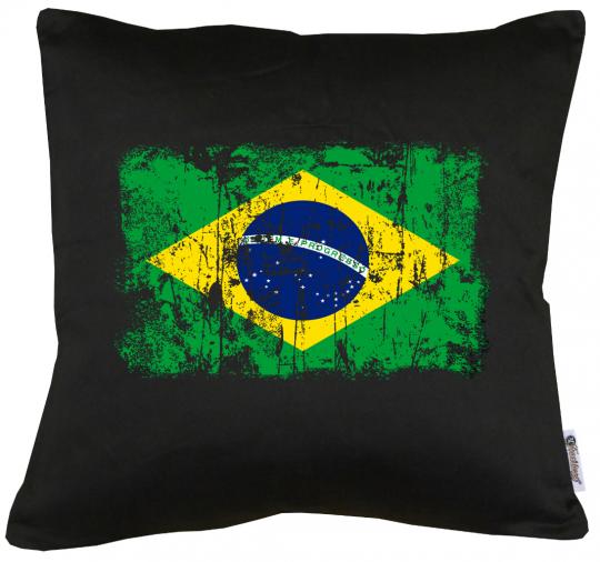 Brasilien Vintage Flagge Fahne Kissen mit Füllung 40x40cm 