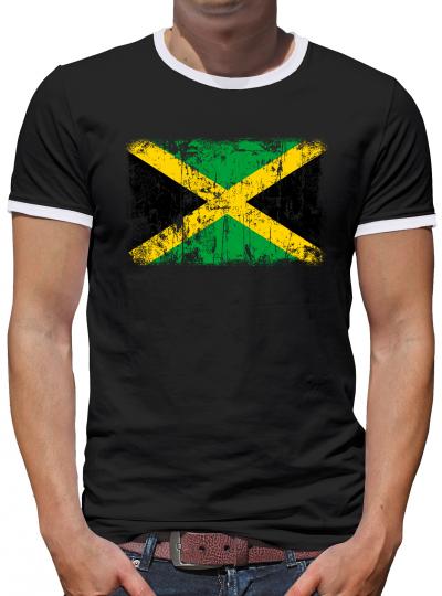 Jamaika Vintage Flagge Fahne Kontrast T-Shirt Herren 