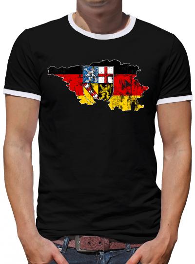 Saarland Bundesland Kontrast T-Shirt Herren 