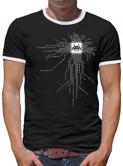 Nerd CPU Cyborg Computer Chip Kontrast T-Shirt Herren 