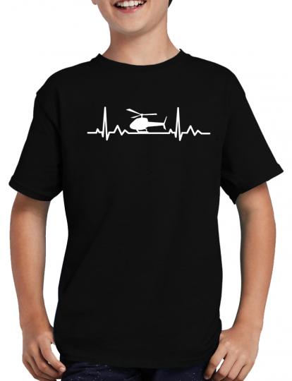 Herzschlag Helikopter T-Shirt EKG Heart Herz 