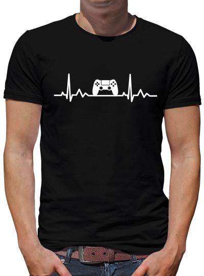 Herzschlag Gamepad T-Shirt zocken Gamer Nerd Greek 