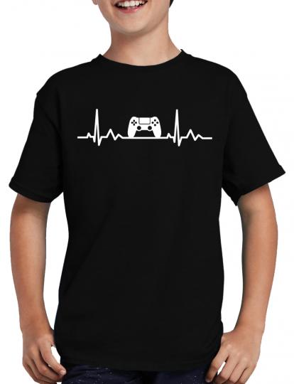 Herzschlag Gamepad T-Shirt zocken Gamer Nerd Greek 