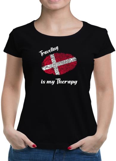 TShirt-People Traveling is my Therapy Dänemark T-Shirt Damen 