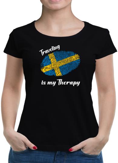 TShirt-People Traveling is my Therapy Schweden T-Shirt Damen 