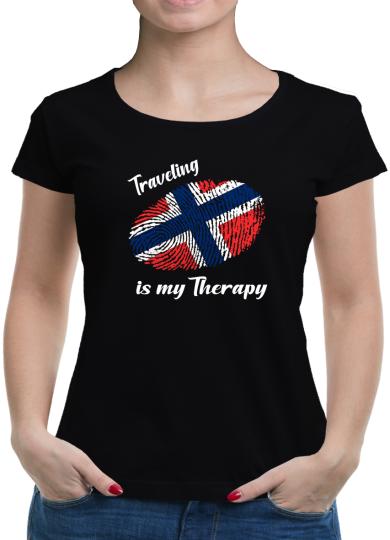 TShirt-People Traveling is my Therapy Norwegen T-Shirt Damen 