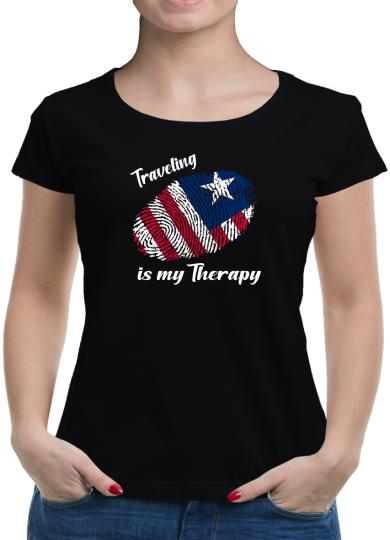 TShirt-People Traveling is my Therapy USA T-Shirt Damen 