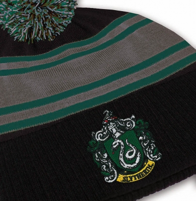 TShirt-People Bommelmütze Logo Damen Herren & Logoshirt®️ Slytherin - - Harry - Potter - | schwarz/grau/grün - Bestickt | -