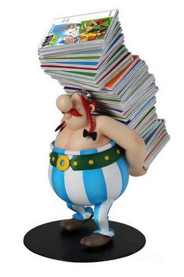 Asterix Collectoys Statue TShirt-People trägt | Bücherstapel Obelix 21 | cm